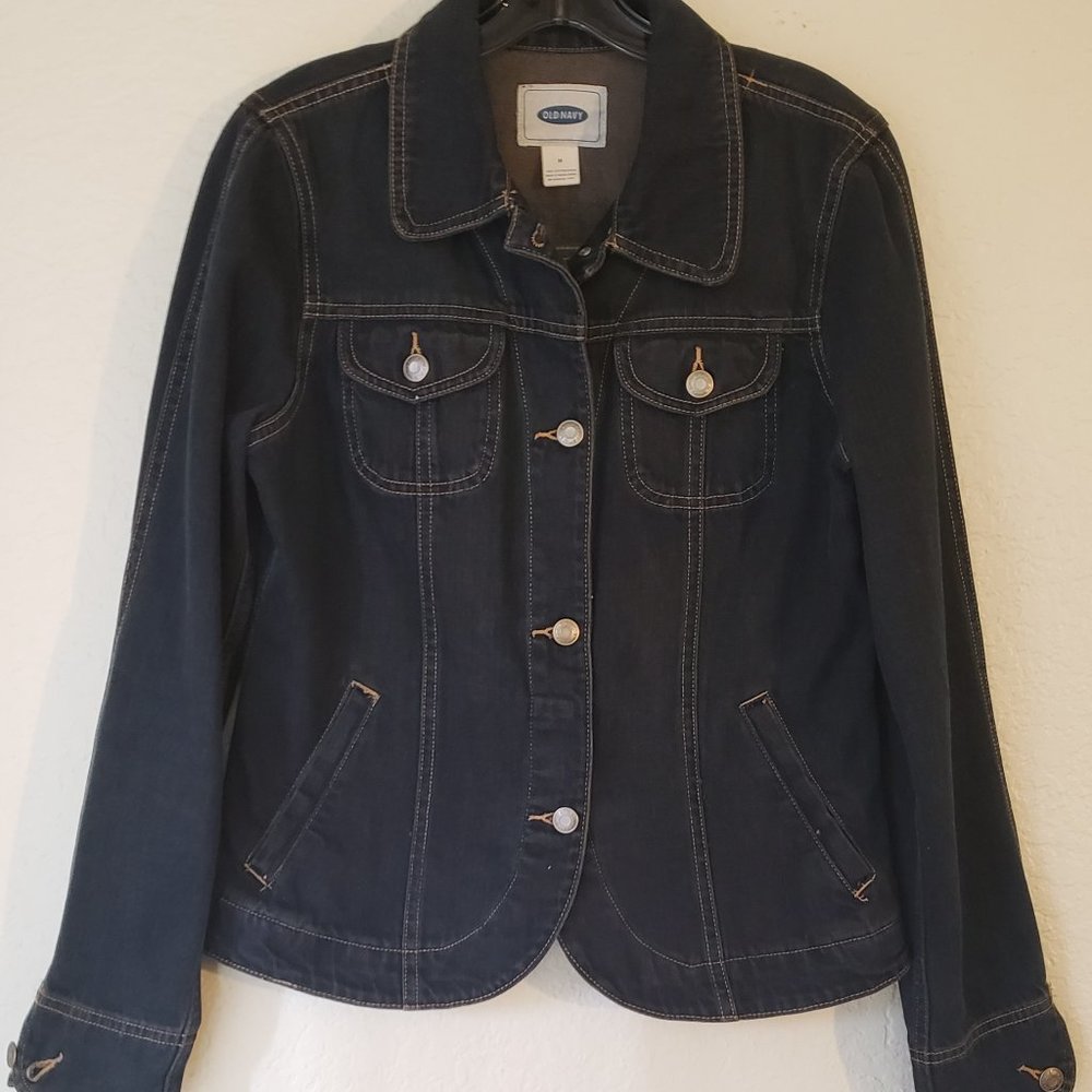 Old Navy Trendy & Cute Denim Jean Jacket With Curved Front S-M